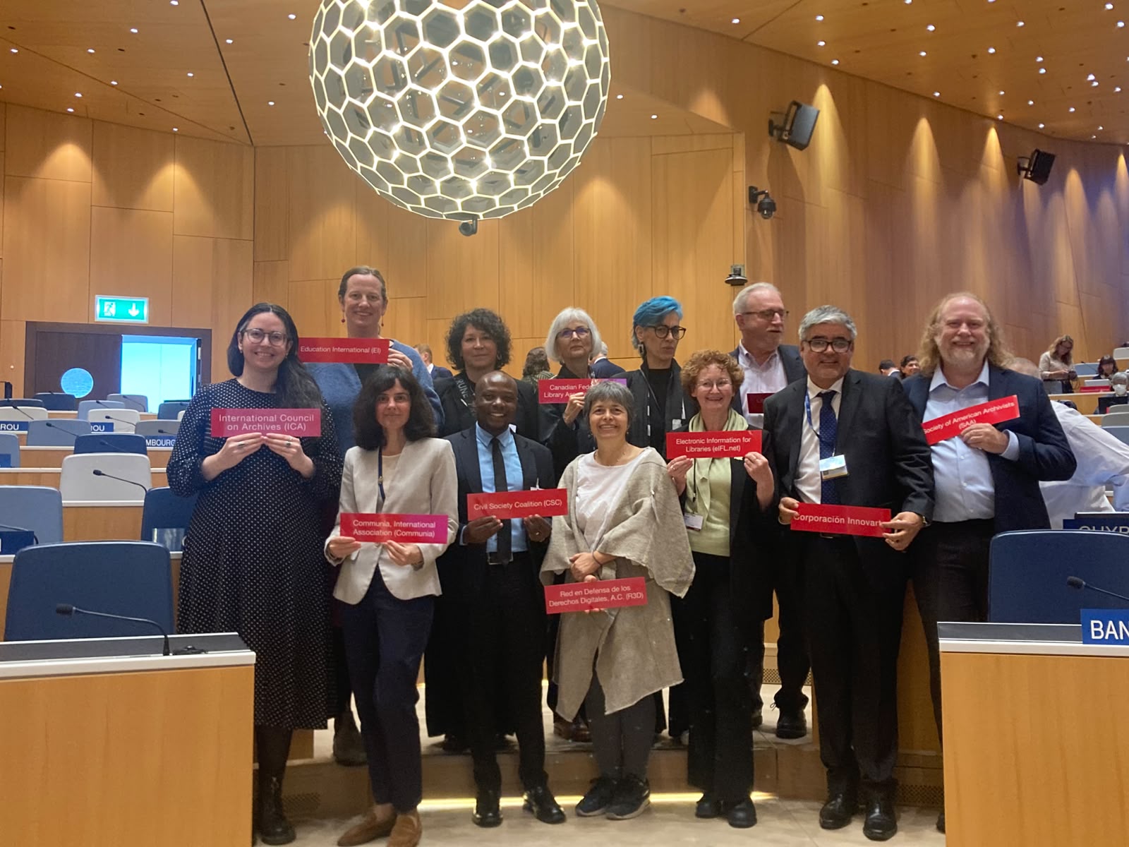 EIFL’s Teresa Hacket, front row, second from the right, with members of the A2K Coalition.