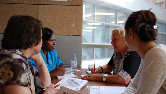 EIFL library consortia members (left) discuss issues and share knowledge with EIFL consortium management staff (right) at the EIFL General Assembly.