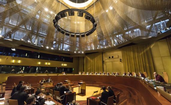 Inside the European Court of Justice - one of the courts where judgements are given.