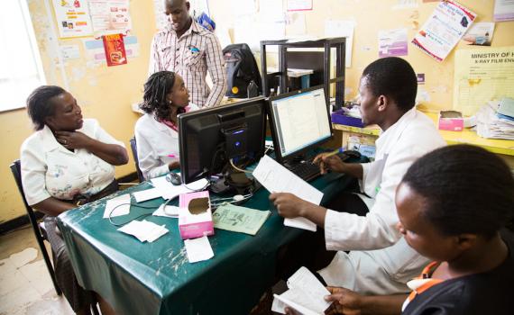 Health workers and researchers at Embu General Provincial Hospital in eastern Kenya work online using open access research.